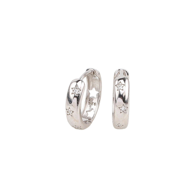 925 Sterling Silver Star Small Hoop Earrings for Women TeensCute Huggie Earrings