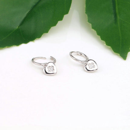 925 Sterling Silver Heart Earrings Heart Earrings with Cubic Zirconia Heart Drop Earrings for Women