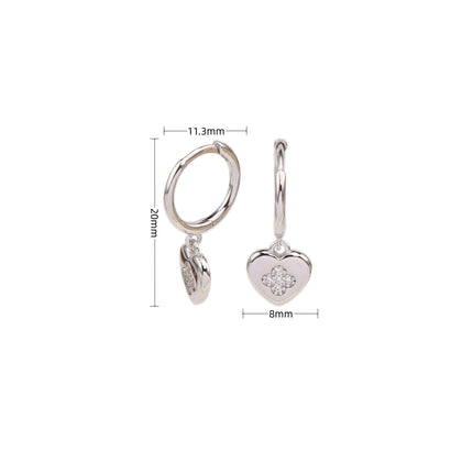 925 Sterling Silver Heart Earrings Heart Earrings with Cubic Zirconia Heart Drop Earrings for Women