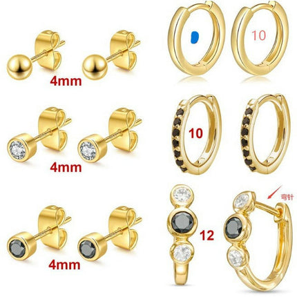 6 Pairs Stud Earrings for Women Gold Stud Earrings Set for Multiple Piercing Huggie Hoop Earrings