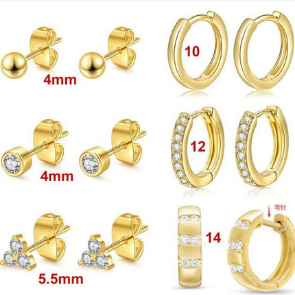 6 Pairs Stud Earrings for Women Gold Stud Earrings Set for Multiple Piercing Huggie Hoop Earrings