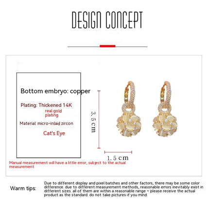 Dangle and Drop Earrings Cute Gemstone Earrings Dainty Cat's Eye Stone Dangle Earring
