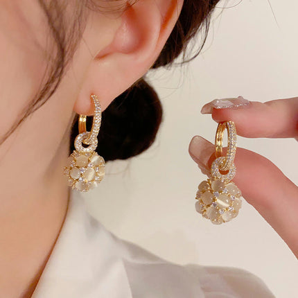Dangle and Drop Earrings Cute Gemstone Earrings Dainty Cat's Eye Stone Dangle Earring