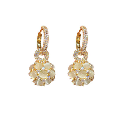 Dangle and Drop Earrings Cute Gemstone Earrings Dainty Cat's Eye Stone Dangle Earring