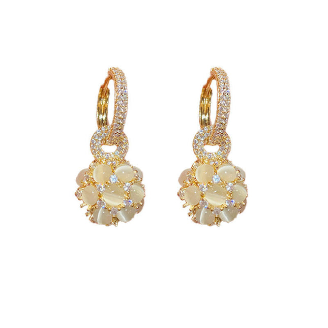 Dangle and Drop Earrings Cute Gemstone Earrings Dainty Cat's Eye Stone Dangle Earring