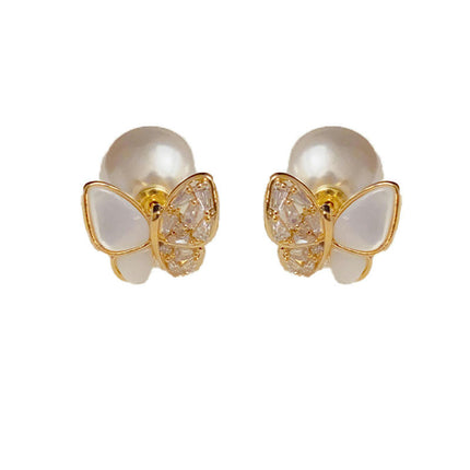 Butterfly Studs Earrings Cartilage for Women Teen Girls Mother of Pearl Butterfly Earrings