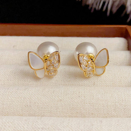 Butterfly Studs Earrings Cartilage for Women Teen Girls Mother of Pearl Butterfly Earrings