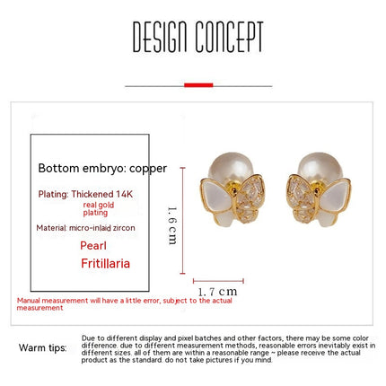 Butterfly Studs Earrings Cartilage for Women Teen Girls Mother of Pearl Butterfly Earrings