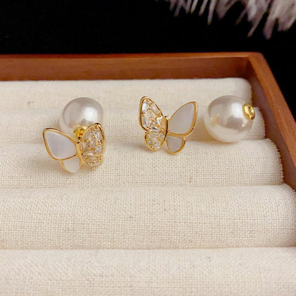 Butterfly Studs Earrings Cartilage for Women Teen Girls Mother of Pearl Butterfly Earrings