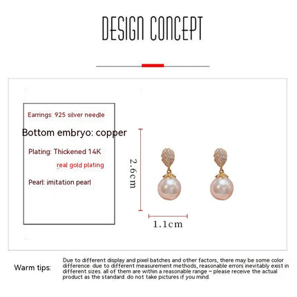 Large Pearl Hoop Earrings for Women,CZ Diamond Pearl Dangle Earrings Pearl Earrings