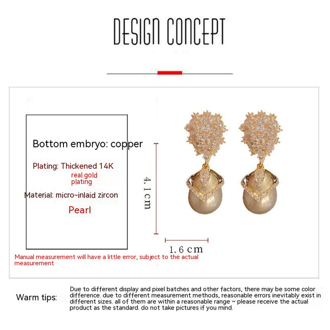 Stud Earrings for Women CZ cubic zirconia Gold Plated Dainty Pearl Earring for Women Jewelry