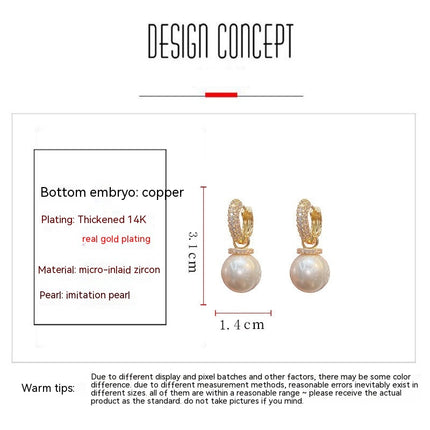 Large Pearl Earrings for Women,CZ Diamond Pearl Dangle Earrings Pearl Earrings Stud Earrings for Women