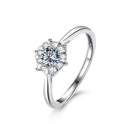 1 Carat Moissanite Engagement Ring Wedding Promise Silver Solitaire Rings for Women