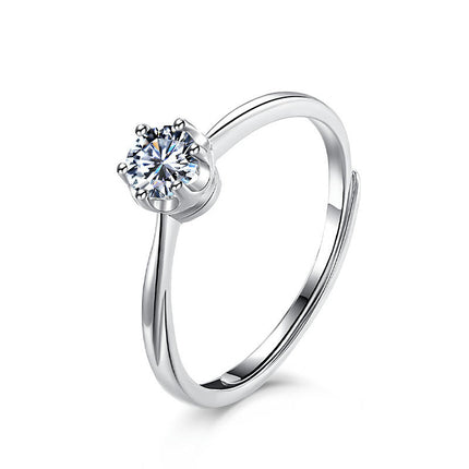 1 Carat Moissanite Engagement Ring Wedding Promise Silver Solitaire Rings for Women