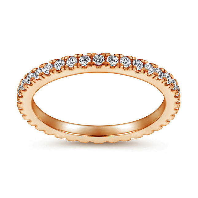 925 Sterling Silver CZ Cubic Zirconia Stackable Ring Eternity Wedding Engagement Band for Women Size