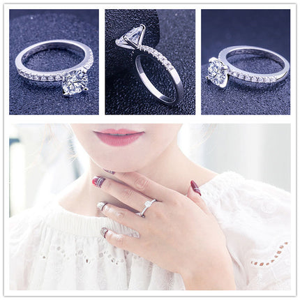 925 Sterling Silver CZ Cubic Zirconia Stackable Ring Eternity Wedding Engagement Band for Women Size 2