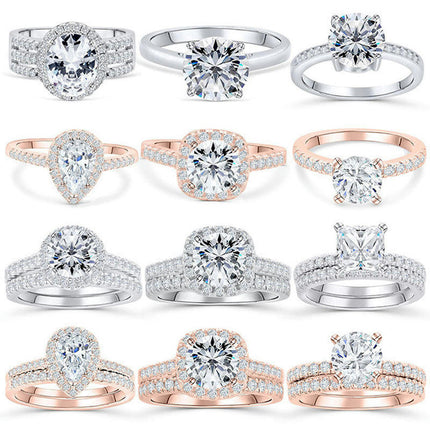925 Sterling Silver CZ Cubic Zirconia Stackable Ring Eternity Wedding Engagement Band for Women Size 2