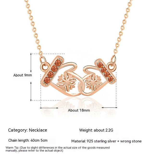 Ladies Necklace S925 Sterling Silver Necklace Female Pendant Clavicle Chain, Christmas Necklace