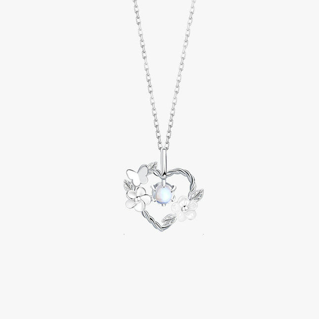 S925 Sterling Silver Heart Necklaces for Women Silver Necklace for Women Aquamarine Necklace Jewelry