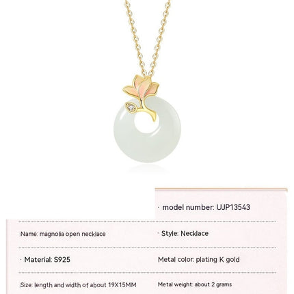 Necklace 925 Sterling Silver Jade Pendant Necklaces for Women Natural Hetian Jade Necklace Jewelry