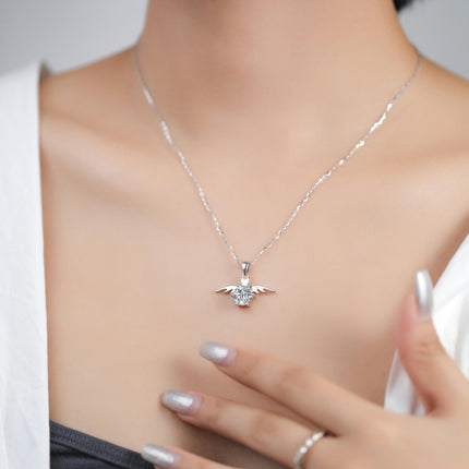 925 Sterling Silver Guardian Angel Pendant Necklace for Women Silver Necklace Jewelry