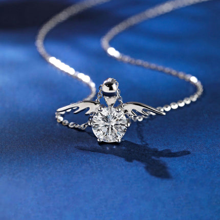 925 Sterling Silver Guardian Angel Pendant Necklace for Women Silver Necklace Jewelry