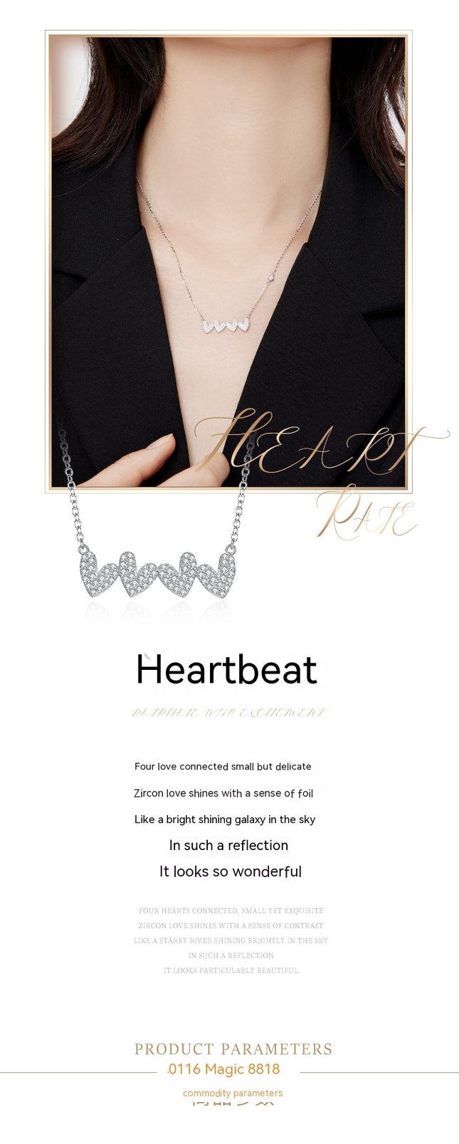 Pendant Necklace Jewelry 925 Sterling Silver Heart Necklaces Hypoallergenic for Women Girls