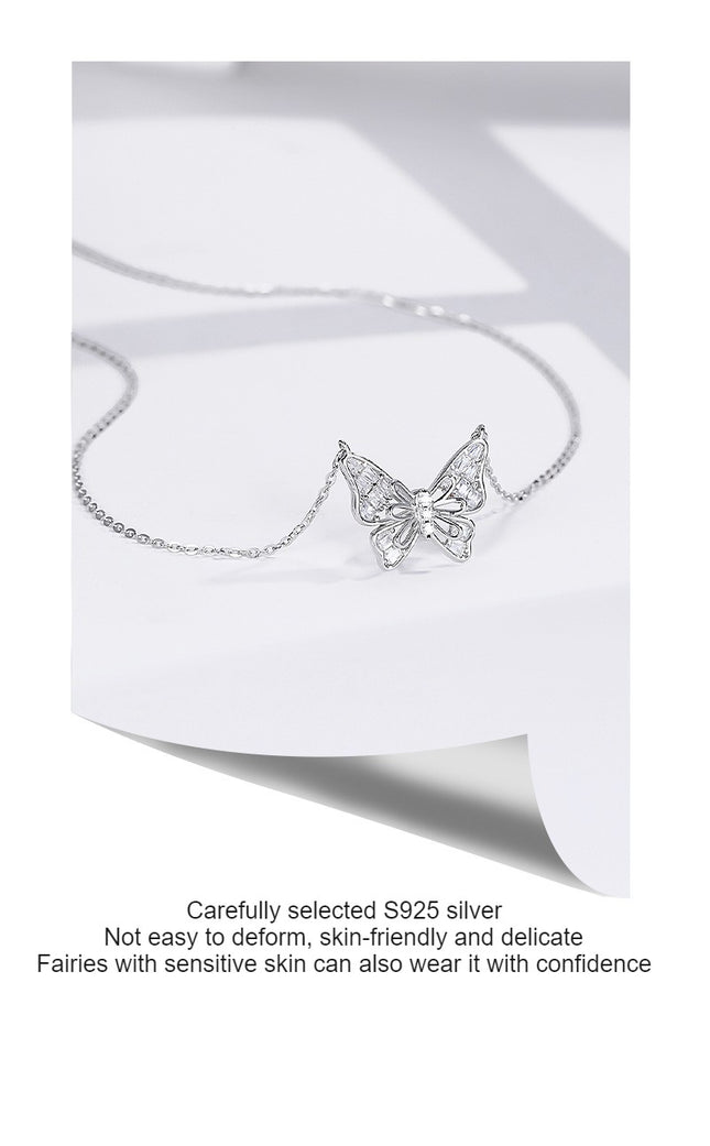 925 Sterling Silver Butterfly Choker Necklace for Women Teen Girls Butterfly Necklace Chain