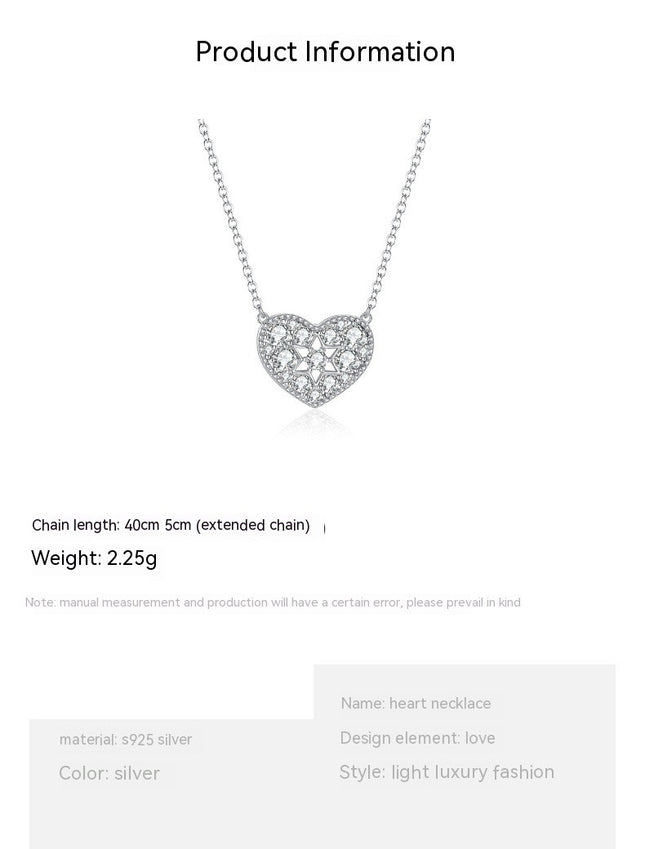 925 Sterling Silver Tiny Love Heart Pendant Necklace for Women Tiny Dainty Heart Necklace