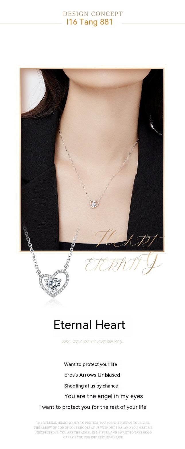 925 Sterling Silver Heart Pendant Necklace Eternal Heart Necklace for Women,Silver Jewelry