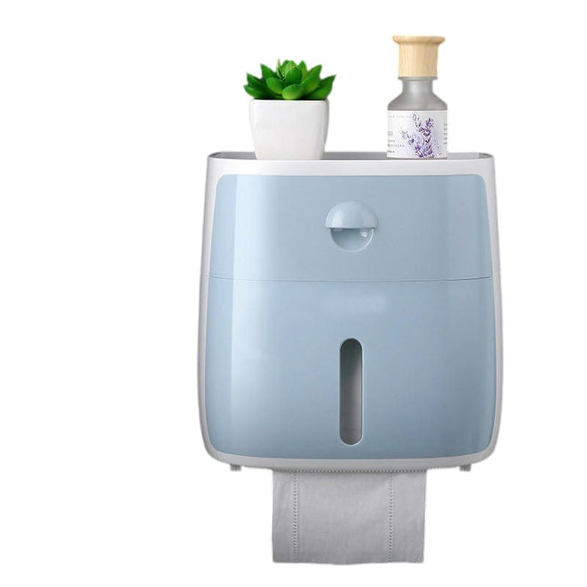 Toilet Paper Holder Wall Mounted with Shelf Bathroom Plastic Tissue Box Roll Tissue Holder