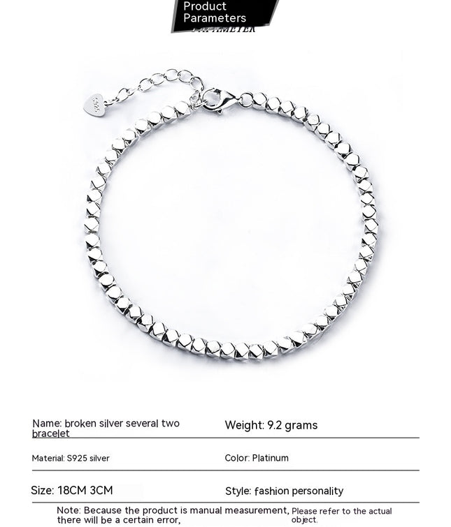Simple Plain Chain Bracelet For Women 925 Sterling Silver Bracelet Adjustable Bracelet