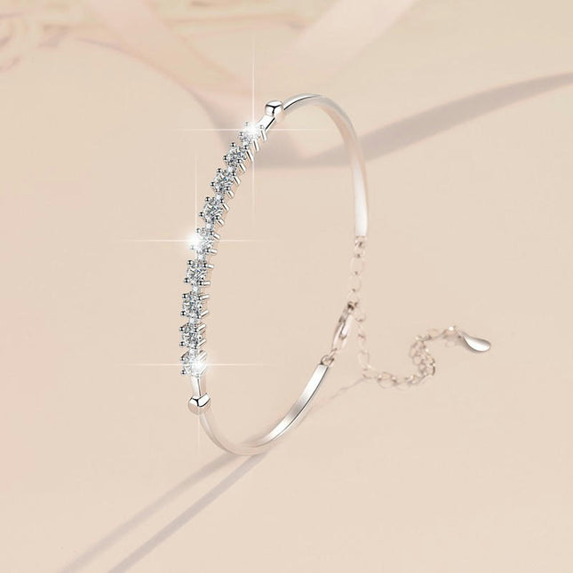 925 Sterling Silver Cubic Zirconia Classic Tennis Bracelet for Women Adjustable Chain Bracelet