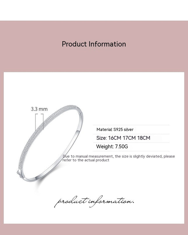 Solid 925 Sterling Silver Diamond One Row Bracelet Simple bracelet with diamonds