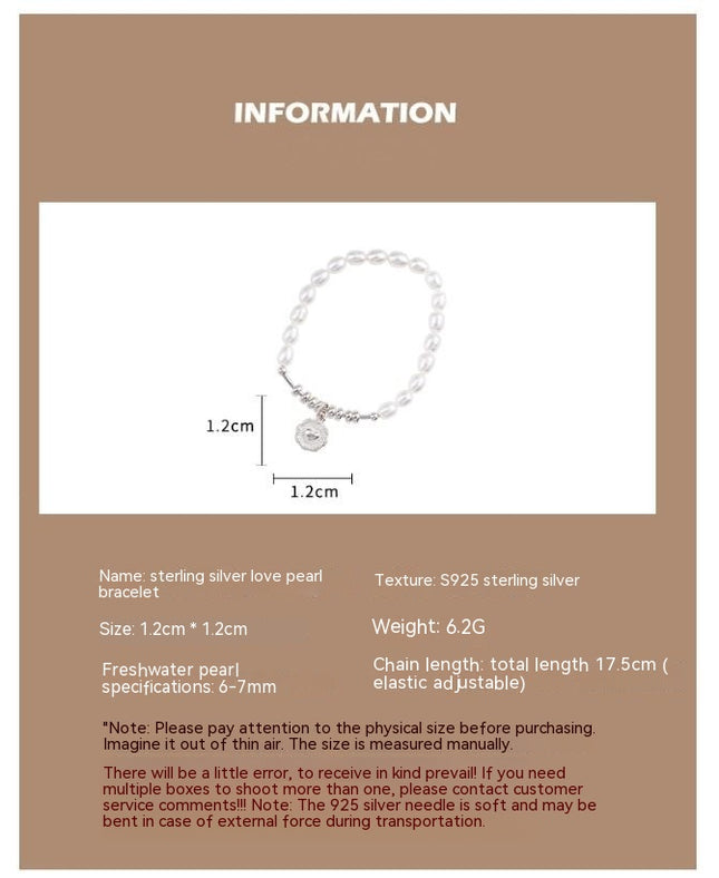 Natural Pearl Bracelets for Women 925 Sterling Silver Bracelets for Women Colorfast Bracelet