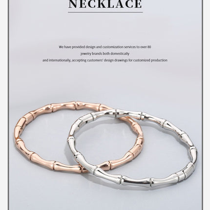 Round Bamboo Joint Bangle Bracelet For Women's Colorfast stainless steel jewelry bracelet