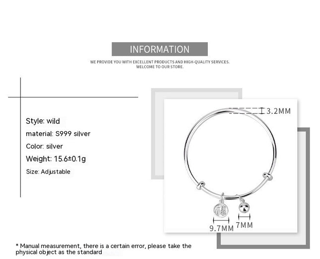 Women Sterling Silver Bracelet Minimalist Bracelet Girls/Men Solid Silver Bracelet Jewelry