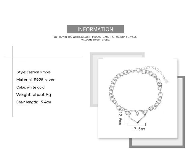925 Sterling Silver Infinity Heart Bracelet for Women Adjustable Charm Bracelet Love Bracelet