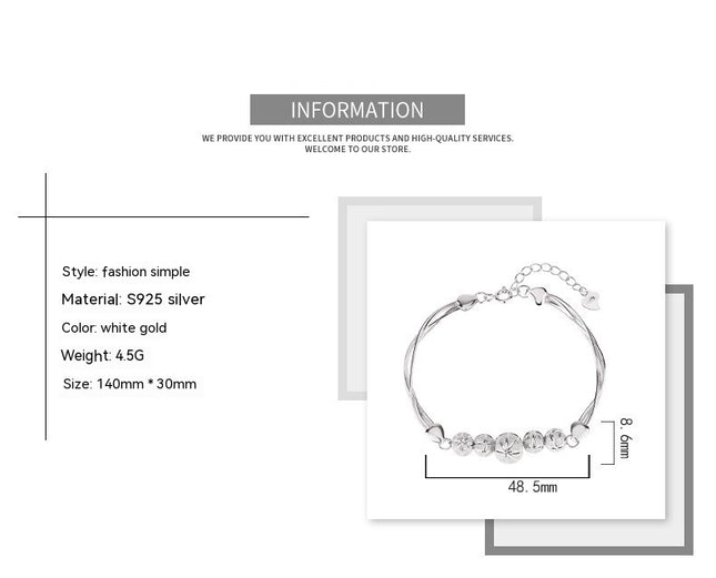 Sterling Silver Bracelet Beads Bangle Transfer Lucky Beads Bracelet Silver Jewelry