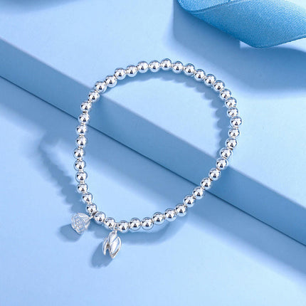 Womens 925 Sterling Silver Plated Round Beads Bracelet Wrist Bangle bead Chain Bracelet for Women