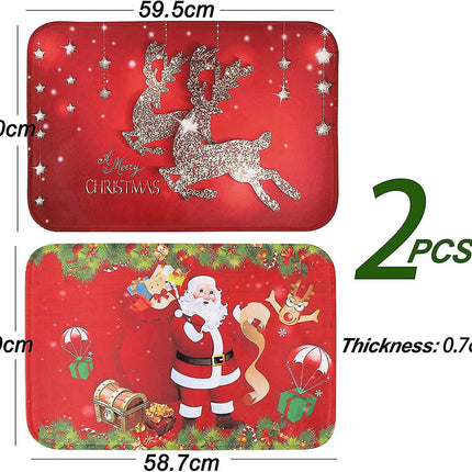 2 piece Christmas Rugs Doormats Runners Non-slip Area Rugs Living Room Rugs Bath Mats Kitchen Mats Home Bedroom Decoration