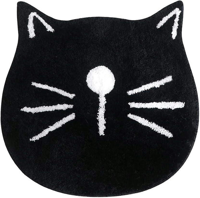 Cartoon Cat Bath Mat Absorbent Non-slip Fluffy Bathroom Mat Living Room Entrance Black Carpet