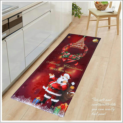 Christmas Rug 40x120cm Santa Claus Doormats Non-slip Runner Area Rugs Living Room Rugs Bath Mats Kitchen Mat Home Bedroom Decoration