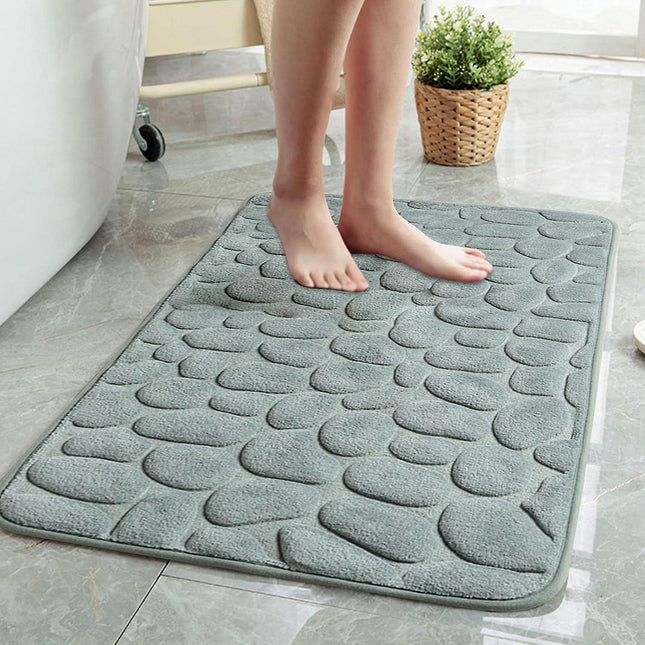 Memory Foam Bath Mat,Super Soft Home Pebble Embossed Door Rug - Anti-Slip Mat For Bathroom, Bedroom, Living RoomGray