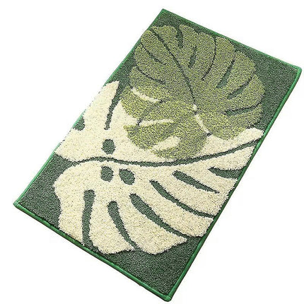 Washable Super Absorbent Home Microfiber Leaf Bath Mat,quick Dry Bathroom Rug,bath Floor Mat ,green (40*60)