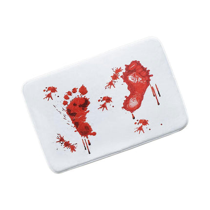 Halloween Bath Mats Bloody Mats Red Scary Floor Mats, Home Bathroom Blood Footprint Mats Non-Slip Mats Floor Rugs