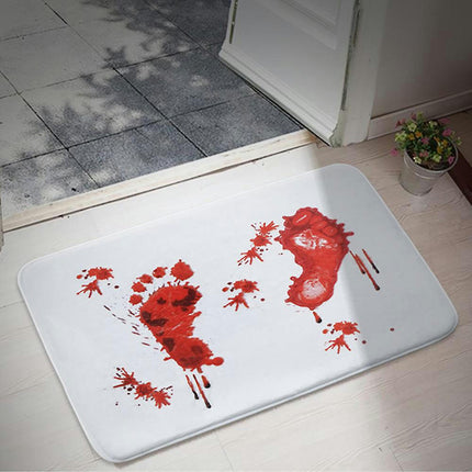 Halloween Bath Mats Bloody Mats Red Scary Floor Mats, Home Bathroom Blood Footprint Mats Non-Slip Mats Floor Rugs