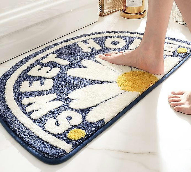 Bath Mat Semicircle Daisy Bathroom Floor Mat  Anti-slip Absorbent Bathroom Floor Mat 45*75cm