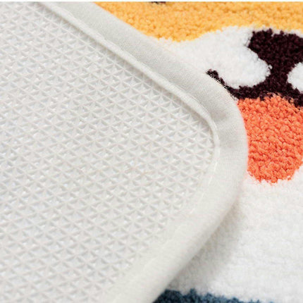 Cartoon flocking bedroom door mat household bathroom carpet absorbent non-slip bathroom mat