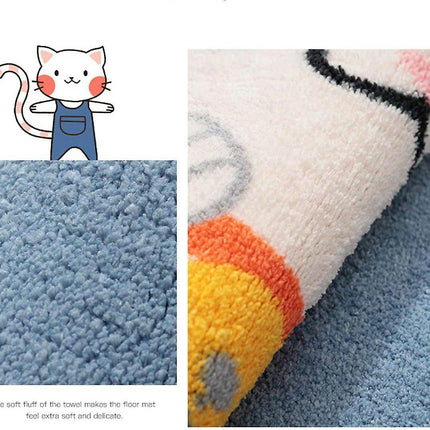 Cartoon flocking bedroom door mat household bathroom carpet absorbent non-slip bathroom mat